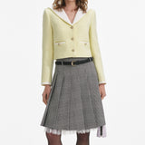 sigrid Boucle Contrast Collar Jacket in Yellow