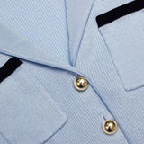 diana Blue Ribbed Viscose Knit Longline Top