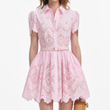 cheryl Pink Cotton Broderie Mini Dress