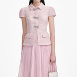 gill Pink Boucle Midi Dress