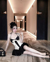 dominic Halter Black White Patchwork Mini Dress