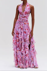 Floral Haze Stretch Tulle Maxi Dress