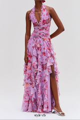 Floral Haze Stretch Tulle Maxi Dress