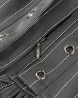 PUFF LONG SLEEVE CRYSTAL CORSET A LINE DRESS IN BLACK