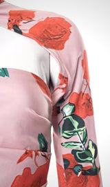 ROSE PRINT CUT OUT DRAPED MINI DRESS Dresses styleofcb