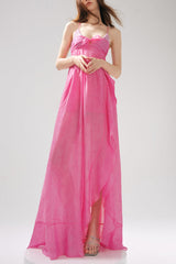 Rose Jacquard Patchwork Asymmetric Ruffle Tailored Dress