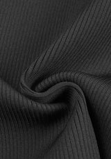 RUFFLE LONG SLEEVE RIBBED TWO PIECE MAXI DRESS BLACK