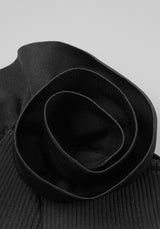 RUFFLE LONG SLEEVE RIBBED TWO PIECE MAXI DRESS BLACK