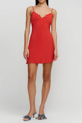 backless strap mini dress in cherry