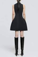 Asymmetrical Flared Mini Dress