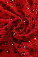 Sharrie Flower Rhinestone Embellished Fishnet Midi Dress