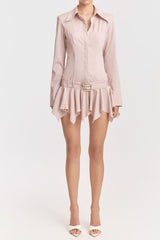 dinah Umbrella tail hem Shirt mini Dress in pink
