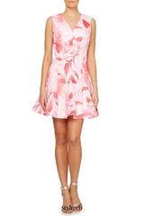 sherry multi pink floral print v-neck mini dress