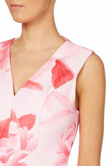 sherry multi pink floral print v-neck mini dress