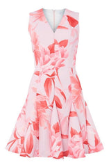 sherry multi pink floral print v-neck mini dress