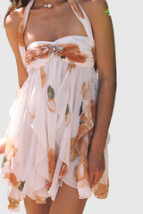 katherine Floral Halter Backless Mini Dress