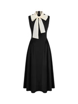 Two Tone Bow Tie Ruffle Midi Dress