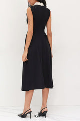 Two Tone Bow Tie Ruffle Midi Dress