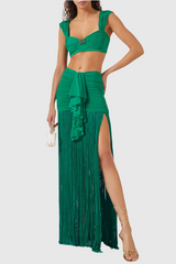 Tyonska Fringe Ruched Two Piece Set