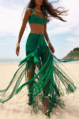 Tyonska Fringe Ruched Two Piece Set