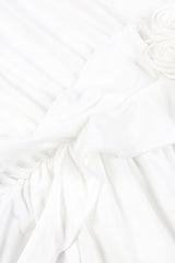 elsa V Neck Flower Ruched maxi Dress in white