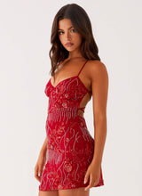 Vietta Sequin Cami Mini Dress in Red