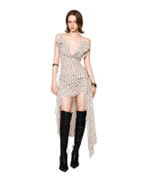 Polka dot sleeveless irregular hem midi dress in apricot