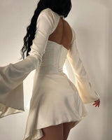 SATIN MINI DRESS IN IVORY