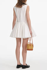 White Cotton Contrast Collar Mini Dress