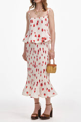 White Floral Plisse Midi Skirt Regular price £260