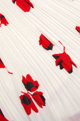 White Floral Plisse Top