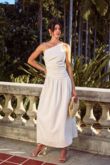 White Hot One Shoulder Maxi Dress