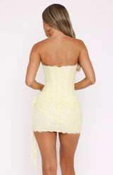 meroy Strapless Lace Mini Dress in Baby Pink