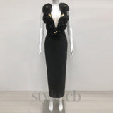 ruffled top with gold accents maxi dress