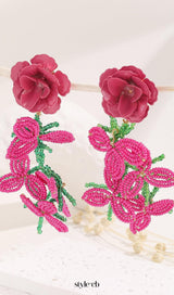 Cybele Rose Red Flower Earrings