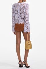 Lilac Lace Fluted Sleeve Top