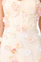 Off-Shoulder Embroidered Maxi Dress in apricot