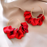 Dina Red Petal Earrings