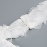 susanna 3D Flower Applique maxi Dress in white