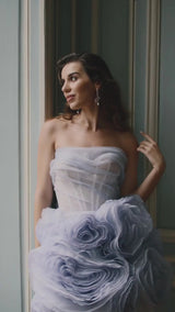 georgia Appliquéd organza lavender mini dress