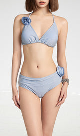 Dow Blue Flower Three-Piece Swimsuit
