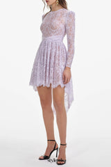 sabrina Lilac long sleeve Lace Satin Mini Dress