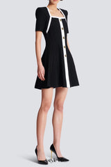 Two-tone A-line knit dress