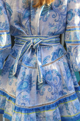 vicky floral print puff sleeve Mini Dress in blue