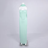 anna Strapless Mesh Scarf Corset Maxi Dress in green