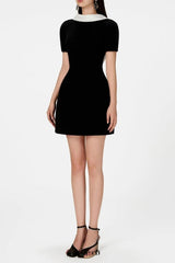 Cowl Neck backless mini Dress in black