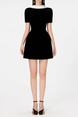 Cowl Neck backless mini Dress in black