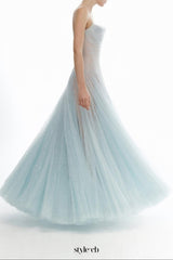 carol Draped Lace Maxi Dress in blue