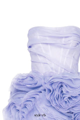 georgia Appliquéd organza lavender mini dress