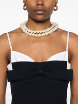 Double Bow Sling mini Dress in navy blue